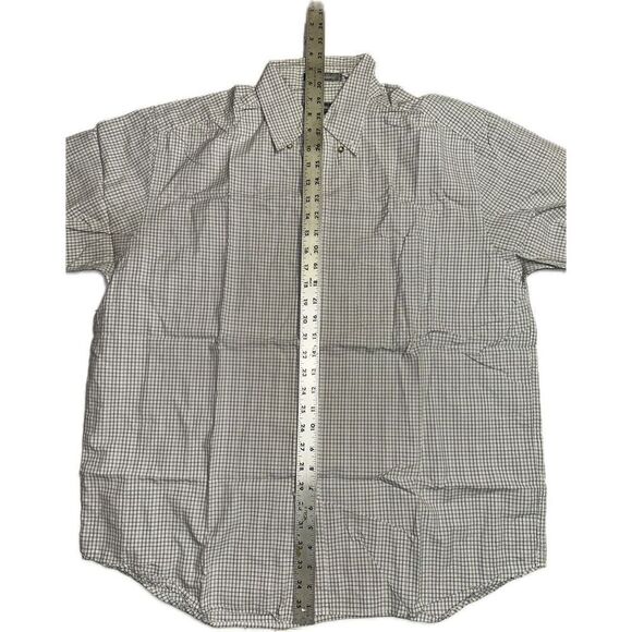Eddie Bauer 80’s 2 Ply Broadcloth Black White Checkered Short Sleeve Men’s L - Picture 3 of 4